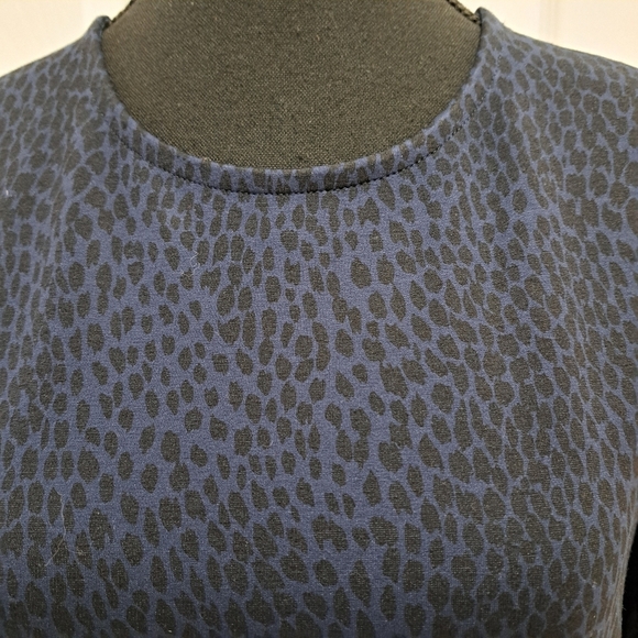 New! Rachel Roy Knit Dress Black Blue Animal Print Womens Medium 3/4 Sleeve - Picture 7 of 10